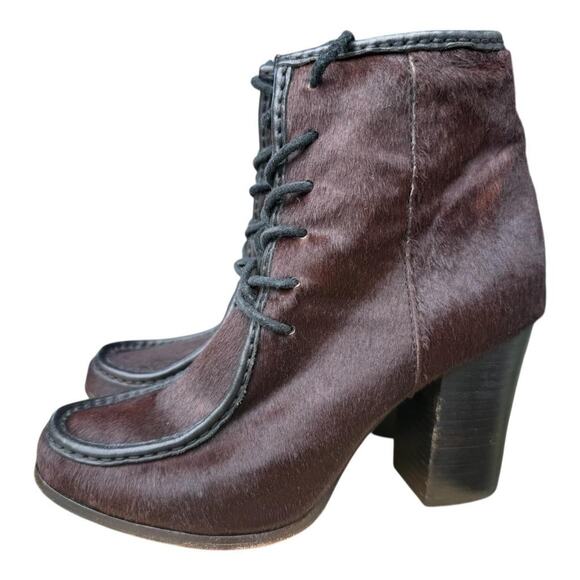 Frye Parker Moc Short Lace Up Bootie Boot Women size 8.5 Calf Hair - Picture 2 of 8